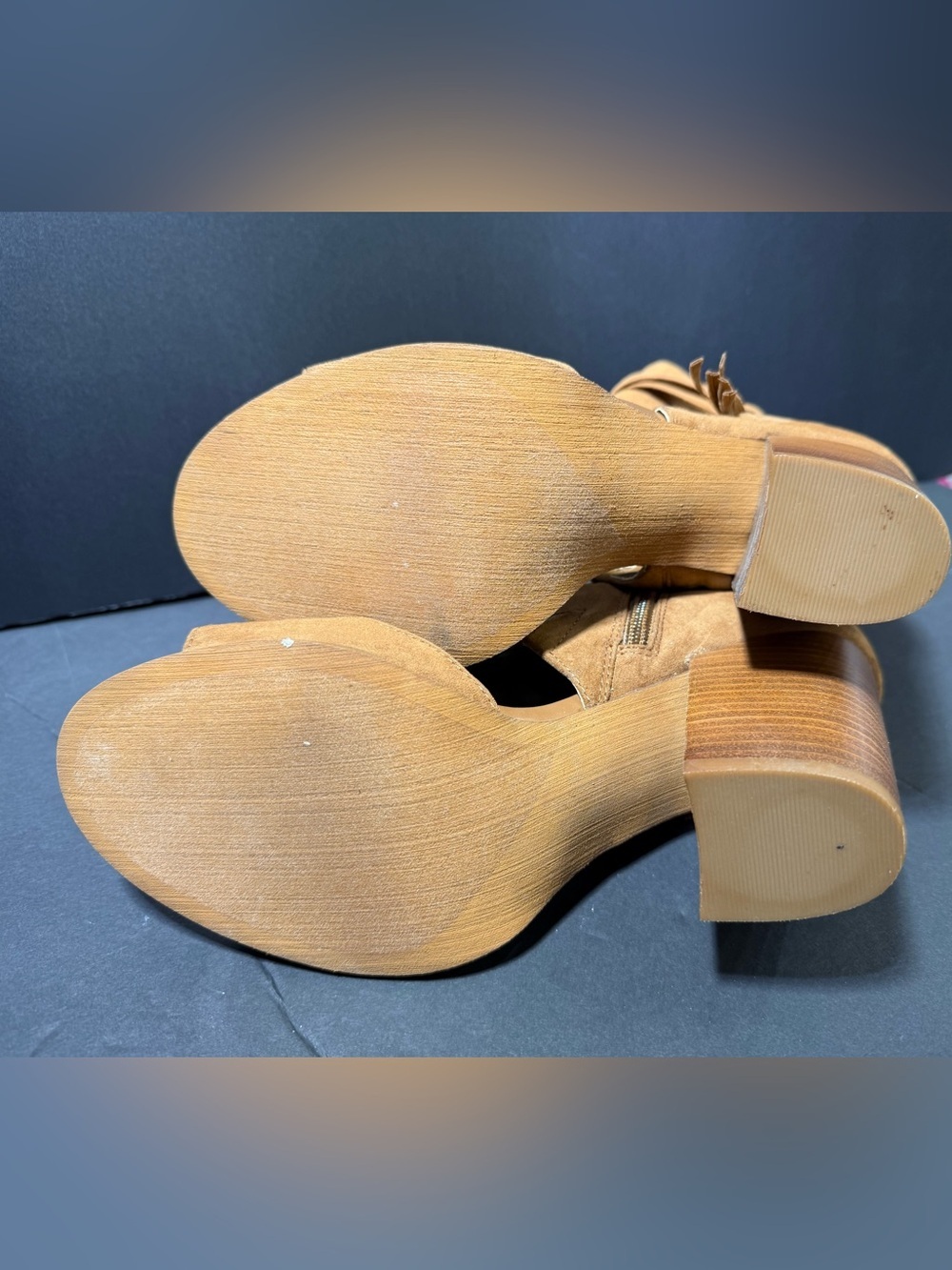 Western rodeo boho Indie festival Suede Open-Toe Ankle Wrap Block Heel Sandals - Picture 5 of 9